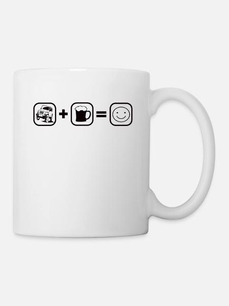 Geländewagen und Bier - Tasse - Weiß
