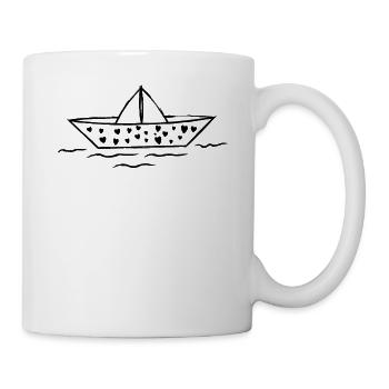 Bateau en papier et coeurs Bateau maritime maritime en papier - Mug blanc - blanc - Droite