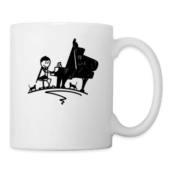 Piano Ailes avec chats - Piano Pianiste - Mug blanc - blanc - Droite