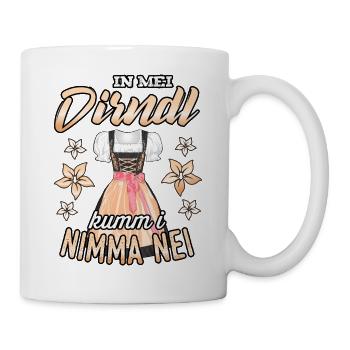 In mei Dirndl kumm i nimma nei Trachtenshirt Damen - Tasse - Weiß - Rechts