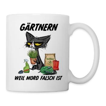 Gärtnern - Weil Mord falsch ist - Tasse - Weiß - Rechts