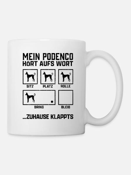 Podenco Hundetricks spanischer Jagdhund Geschenk - Tasse - Weiß