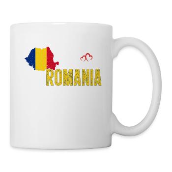 Romania Flag Map Heartbeat for Romanian Pride - Mug blanc - blanc - Droite
