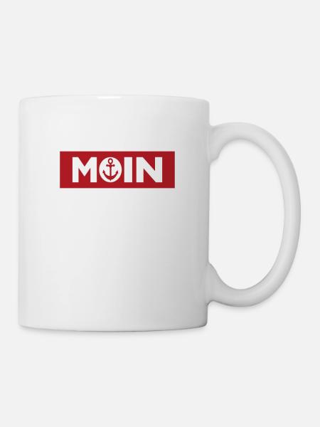 Moin norddeutsch Anker Balken Küste Hamburg - Tasse - Weiß