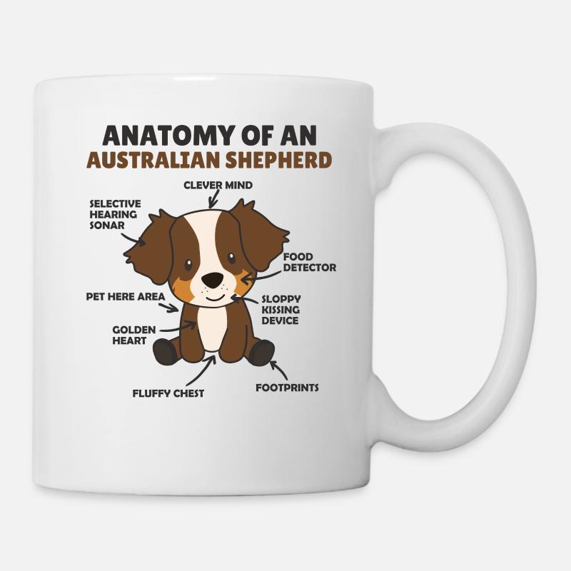 Anatomie eines Australian Shepherd süße Hunde - Tasse - Weiß