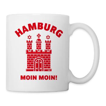 Hamburg – Moin Moin (Hamburgisch / Wappen) - Tasse - Weiß - Rechts