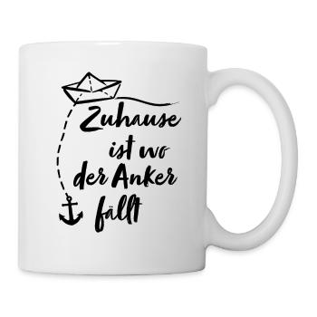 Papierschiff Zuhause ist wo der Anker fällt - Tasse - Weiß - Rechts