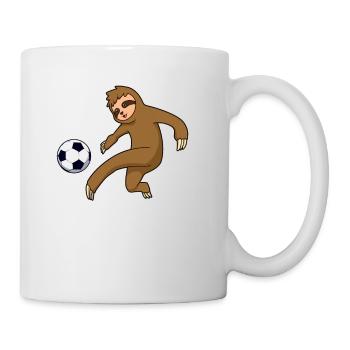 Comic Faultier spielt Fußball - Tasse - Weiß - Rechts