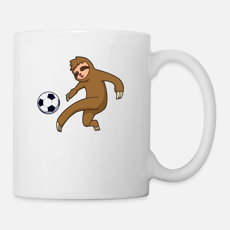 Comic Faultier spielt Fußball - Tasse - Weiß