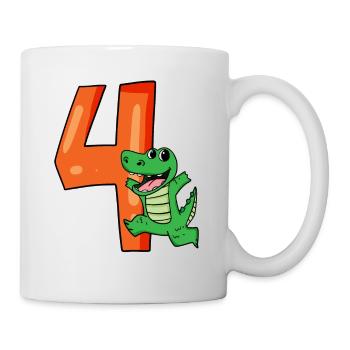 4. Geburtstag - 4 Jahre alt - Kindergeburtstag - Tasse - Weiß - Rechts