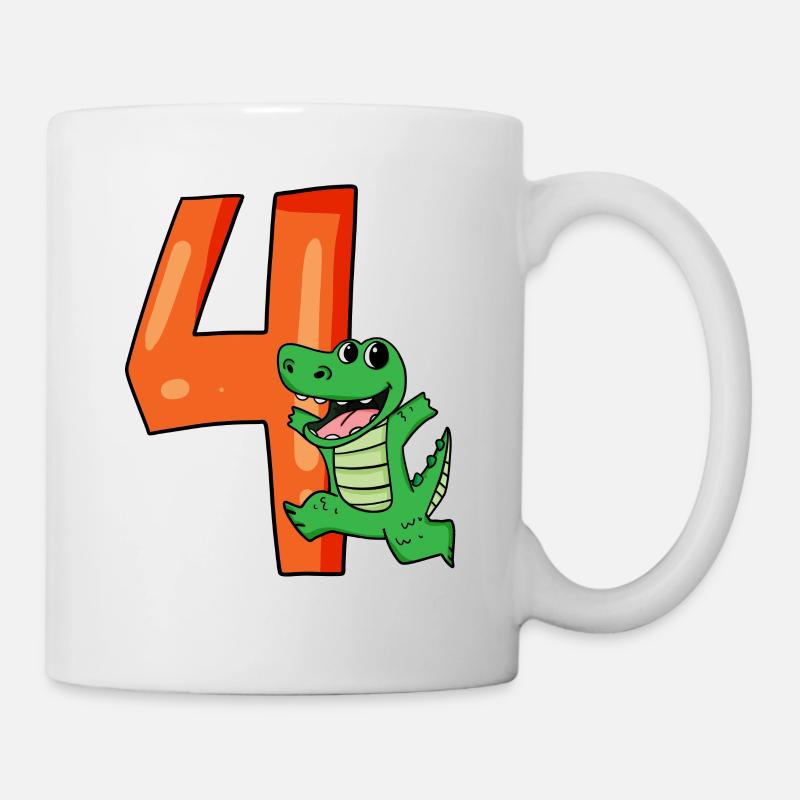 4. Geburtstag - 4 Jahre alt - Kindergeburtstag - Tasse - Weiß