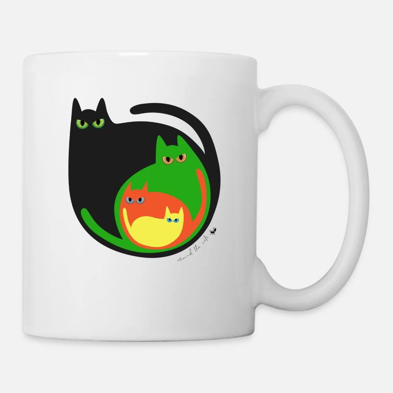 Runde farbige Katzen Abbildung - Tasse - Weiß