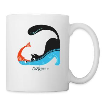 Katze und fisch Abbildung - Tasse - Weiß - Rechts