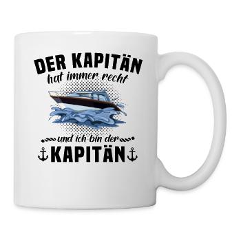 Kapitän Boot Bootsführerschein - Tasse - Weiß - Rechts