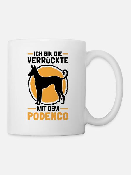 Verrückte mit Podenco spanischer Jagdhund - Tasse - Weiß