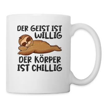 Süßes Faultier Faul Büro Arbeitskollege Chiller - Tasse - Weiß - Rechts