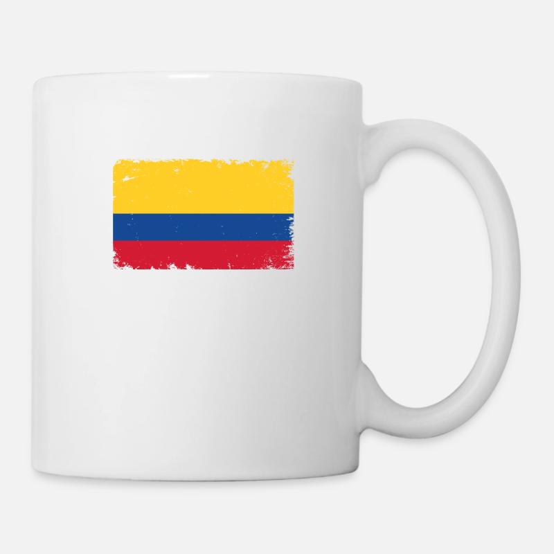 Colombie Drapeau de battements de cœur Vintage Colombie - Mug blanc - blanc