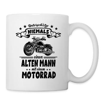 Alten Mann auf einem Motorrad - Motorradfahrer Opa - Tasse - Weiß - Rechts
