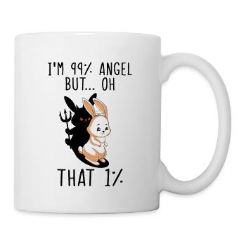 Lapins Je suis 99% Ange Mais... Oh que 1% - Mug blanc - blanc - Droite