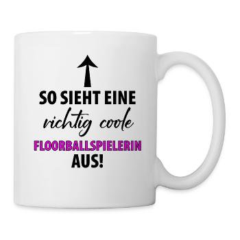Floorball Florballerin Damen Frauen Mädchen - Tasse - Weiß - Rechts