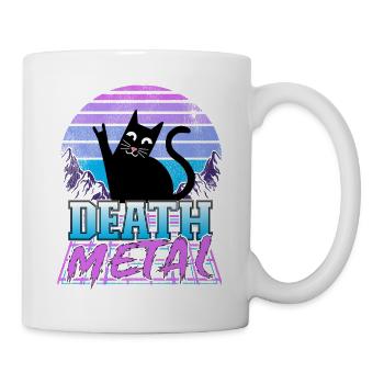 Death Metal Katze Retrowave Heavy Metal Synthwave - Tasse - Weiß - Rechts