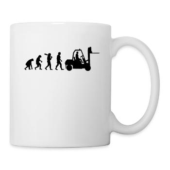 Gabelstapler Evolution Staplerfahrer Geschenk - Tasse - Weiß - Rechts