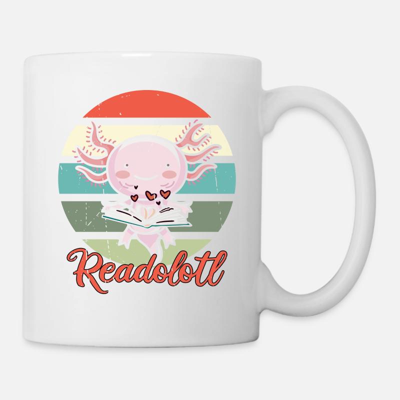 Axolotl liest - Tasse - Weiß