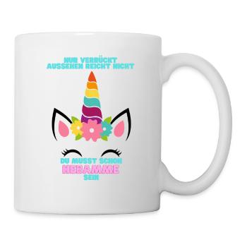 Lustiges Geschenk Hebamme Einhorn Geburt - Tasse - Weiß - Rechts