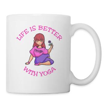 Life is better with yoga girls - Mug - white - Right