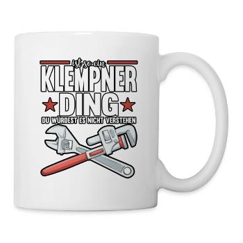 Klempner Sanitär Handwerker Gas Wasser Scheiße - Tasse - Weiß - Rechts