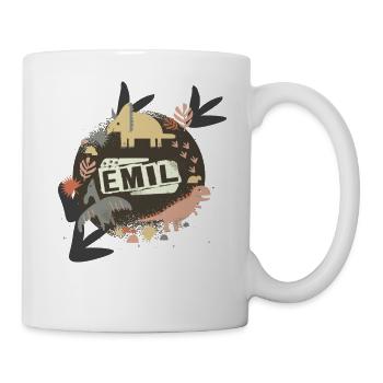 Emil - Beautiful boy name with cute dinosaurs - Mug - white - Right