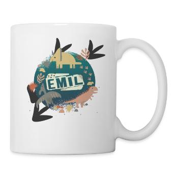 Emil - Beautiful boy name with cute dinosaurs - Mug - white - Right