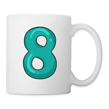 8 - Acht - Ziffer 8 - Tasse - Weiß - Rechts