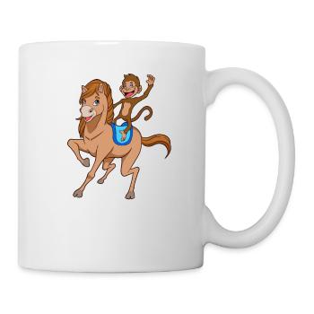 Comic Affe reitet auf Pferd - Tasse - Weiß - Rechts