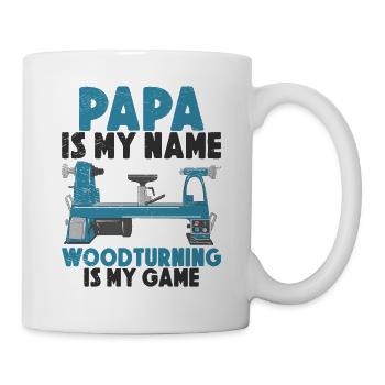 Woodturning Masters Papa Wood Lathe Carpentry - Mug - white - Right