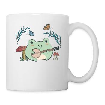 Cottagecore Aesthetic Kawaii Frosch spielt Banjo - Tasse - Weiß - Rechts