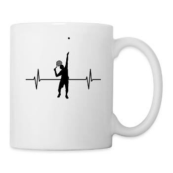 Tennis EKG Linie Tennisspieler Trainer Geschenk - Tasse - Weiß - Rechts