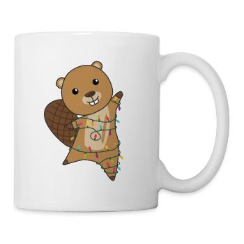 Beaver Merry Christmas Winter Animals Beaver - Mug - white - Right