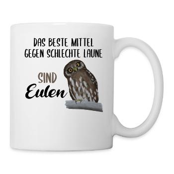 Eule Süßer Uhu Vogel Lustiger Spruch Geschenk - Tasse - Weiß - Rechts