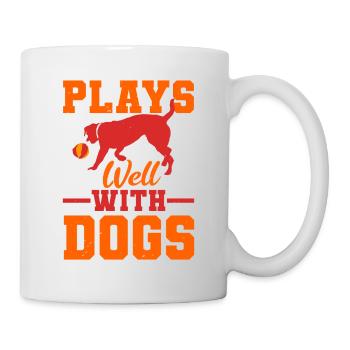 Plays Well With Dogs - Mug - white - Right