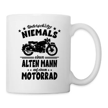 Alten Mann auf einem Motorrad - Motorradfahrer - Tasse - Weiß - Rechts