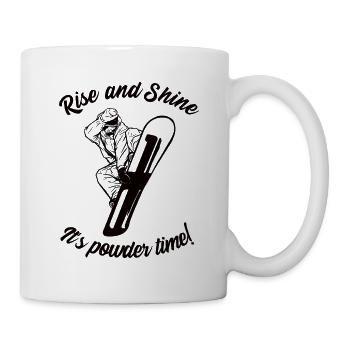 Snowboard - Rise and Shine, It's powder time - Mug - white - Right