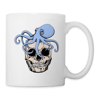 Octopus on skull funny octopus cool gothic - Mug - white - Right