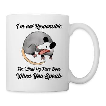 Pas responsable de mon visage quand tu parles - Mug blanc - blanc - Droite