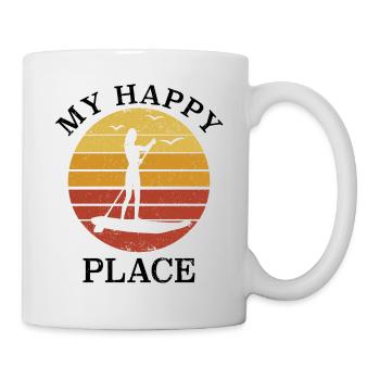Coucher de soleil Stand Up Paddle SUP Girl - My Happy Place - Mug blanc - blanc - Droite