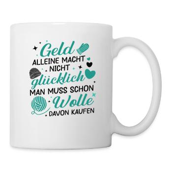 Humorvoller Stricknadel Spruch, Häkeln Geschenk - Tasse - Weiß - Rechts
