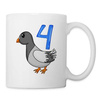 4 Jahre alt - 4. Geburtstag - Taube Vogel Motiv - Tasse - Weiß - Rechts