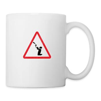 Rauschgefahr Achtung Trichtern Shirt Schild - Tasse - Weiß - Rechts
