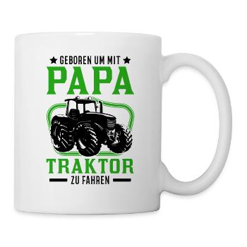 Traktor Papa Sohn Landwirt Traktorfahrer - Tasse - Weiß - Rechts