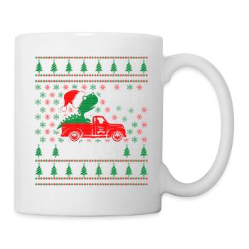 camion à cheval dinosaure pull de Noël moche - Mug blanc - blanc - Droite